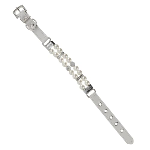 FUTUREORYY Hund Perlenhalsband mit Leine Verstellbares PU Kunstleder mit Schwarzen Imitationsperlen Handgefertigt Komfortabler Schmuck für Hunde und für Partys und Fotoshootings von FUTUREORYY