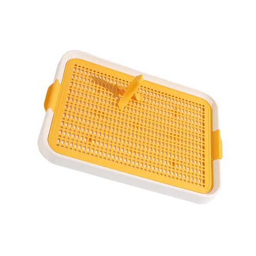 FUTUREORYY Hundetoilette Tablett mit Urinauffangschale Hygienisches Töpfchen für Welpen und Kleine Hunde Praktisches Potty Pad Holder für Zuhause Geruchsfrei und Leicht zu Reinigen Gelb von FUTUREORYY