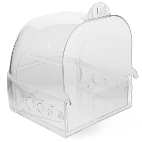 FUTUREORYY Kasten papagei badewanne vogelkäfig zubehör Vogelfutterhaus für Käfig Vogel Wasserschale Vogel Badewanne Papageidusche Taubenzufuhr Zubehör für Papageienkäfige Abs Transparent von FUTUREORYY