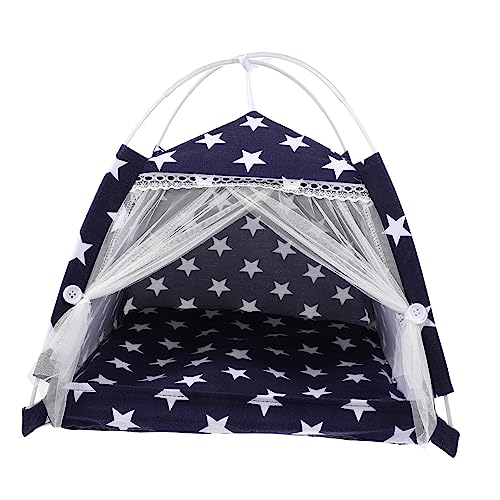 FUTUREORYY Washable Pet Tent Für Hunde Und Katzen Atmungsaktive Und Bequeme Schlafgelegenheit Für Drinnen Leicht Und Tragbar Für Kleine Haustiere Blau Mit Sternen von FUTUREORYY