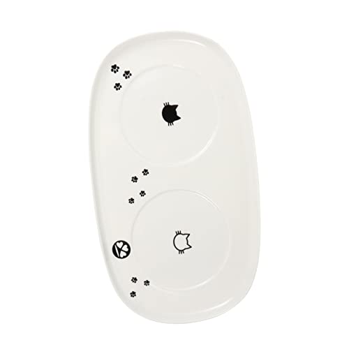 FUTUREORYY Katzenfutter und Wassernapfunterlage aus Keramik Doppelnapf Tray für Haustiere Design zu Reinigen Schützt für FUTUREORYY Katzenfutter und Wassernapfunterlage aus Keramik Doppelnapf Tray für Haustiere Design zu Reinigen Schützt für von FUTUREORYY