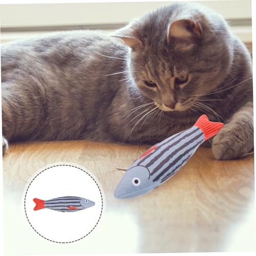 FUTUREORYY Katzenminze Fisch Plüsch Kauspielzeug für Wohnungskatzen Interaktives Bissfestes Katzenspielzeug zur Zahnreinigung und Beschäftigung Leichtes Catnip Kuscheltier für Indoor Katzen von FUTUREORYY