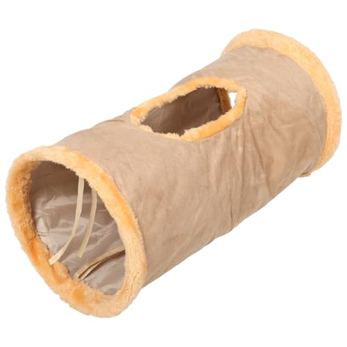 FUTUREORYY Katzentunnel für Katzen katzenspielzeug Katzen Tunnel für drinnen Tunnelbett für Katzen Katzenspieltunnel für den Innenbereich Tunnel Katzenbett Samt Khaki von FUTUREORYY