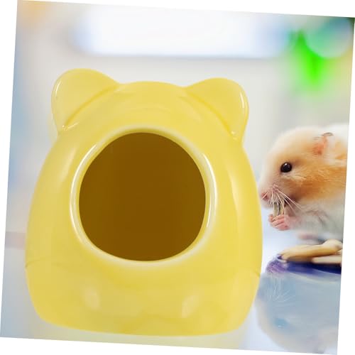 FUTUREORYY Keramik Hamsterversteck Haus Kleintier Schlafhöhle Kühlendes Nest für Zwerghamster und Meerschweinchen als Rückzugsort und Aktivitätsraum in Gelb Klein von FUTUREORYY