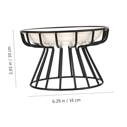 FUTUREORYY Keramik Katzen Futternapf mit Erhöhtem Napf und Stabilem Schwarzen Metallgestell rutschfest Kippfest Langlebig für Komfortables Füttern von Haustieren von FUTUREORYY