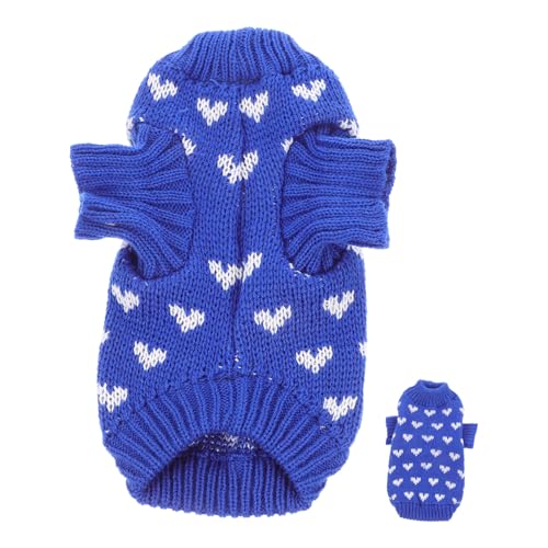 FUTUREORYY Kleiner Hundepullover Strickpullover Herzmuster Warmes Hundeshirt Xs für Kleine Hunde Dekorativer Welpenpullover Modisches Haustierkleidungsstück und Hautfreundlich von FUTUREORYY