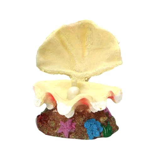 FUTUREORYY Künstliche Aquarium Shell Deko aus Sicherem Resin Automatische Öffnung mit Sauerstoffpumpe Orangefarbenes Blasen Shell Langlebig und Fischfreundlich für Aquarien landschaften von FUTUREORYY