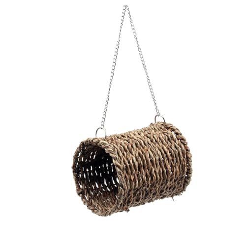 FUTUREORYY Kuscheliges Haustier Hängesitz aus Natürlichem Stroh Warmes Winternest für Papageien und Kleine Vögel Plüschmaterial als Hängendes Bett für Wellensittiche und Nager von FUTUREORYY