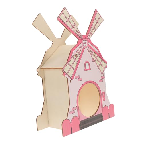 FUTUREORYY Niedliches Verschleißfestes Hamsterhaus aus Holz Dekoratives Versteck für Zwerghamster und Ratten Sicherer Rückzugsort und Spielplatz für Kleintiere im Innenbereich von FUTUREORYY