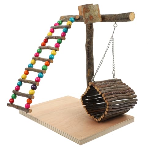 FUTUREORYY Papagei Spielplatz Vogel Sitzstange Tischplatte Vogelspielzeug Kauspielzeug Papageien Klettergerüst für Interaktives Training und Vogelhaltung von FUTUREORYY