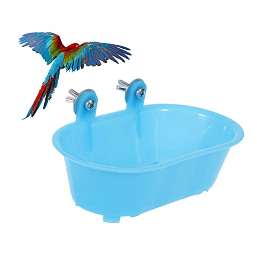 FUTUREORYY Papageien Badewanne mit Boden Spiegel Leichtes Kunststoff Vogelduschspielzeug für Kleine Vögel Wie Wellensittiche und Munia Robuste Vogelwanne für Innenkäfige Spaßige Vogeldusche von FUTUREORYY