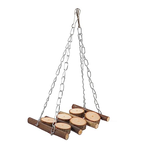 FUTUREORYY Papageien Kauspielzeug Holz Schaukel Hängend Vogelspielzeug für Wellensittiche Nymphensittiche Kleiner bis Mittelgroßer Vögel Käfig Zubehör zum Klettern von FUTUREORYY