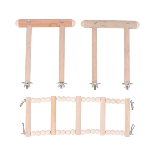 FUTUREORYY Papageienspielzeug Holz Schaukel mit Kletterleiter Vogelkäfig Zubehör Stehständer für Kleine und Mittlere Vögel Balancespielzeug für Wellensittiche und Sittiche von FUTUREORYY