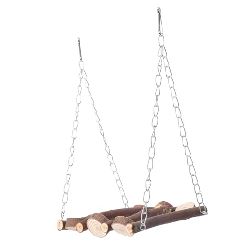 FUTUREORYY Parrot Swing Toy Holz Vogelschaukel Kauspielzeug für Wellensittich Papagei Käfig Zubehör Hängende Sitzstange zum Klettern und Knabbern für Kleine Vögel von FUTUREORYY