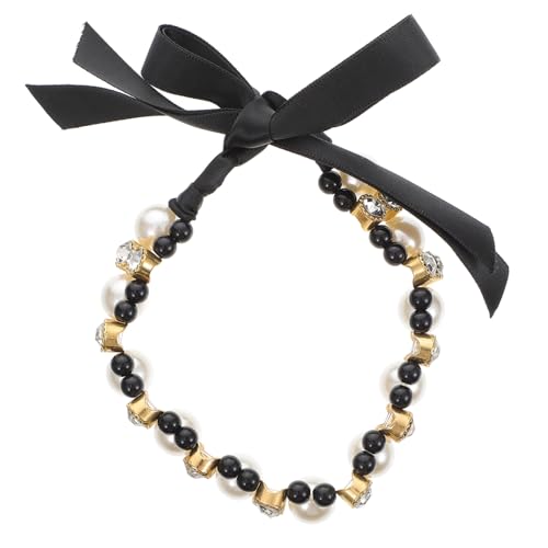 FUTUREORYY Pet Ribbon mit Perlen und Schleife Dekoratives Haustier zubehör Verstellbares Schwarzes für und Hunde Leicht und Langlebig Modisches Kostüm Accessoire von FUTUREORYY