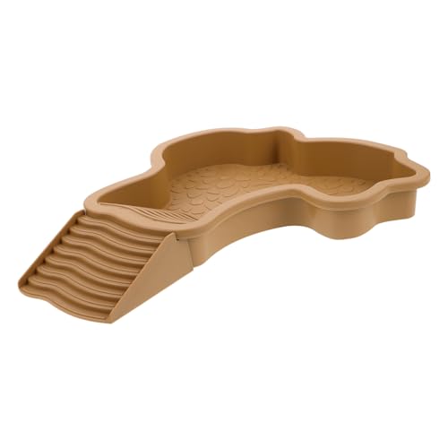 FUTUREORYY Pet Turtle Badewanne Badeaquariumlebensraum Für Eidechsen Schildkrötenbad Schildkrötenplattform Futter- Und Wassernapf Für Schildkröten Dekor Für Schildkrötenbecken Khaki Plastik von FUTUREORYY