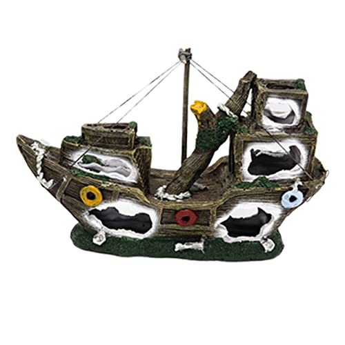 FUTUREORYY Piraten Schiffswrack Aquarium Dekoration Hochwertiges Harz Ornament für Fischtank Teich Simulation Langlebig für Aquarienlandschaften Kreatives Zubehör von FUTUREORYY