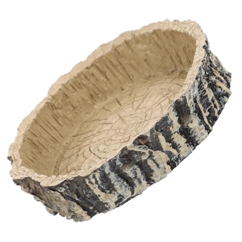 FUTUREORYY Reptilien Futter und Wasserschale aus Harz mit Baumrinden Terrariengeeignet Glatte Oberfläche Runde Kanten für Schildkröten Eidechsen und Dekorativ und Praktisch von FUTUREORYY
