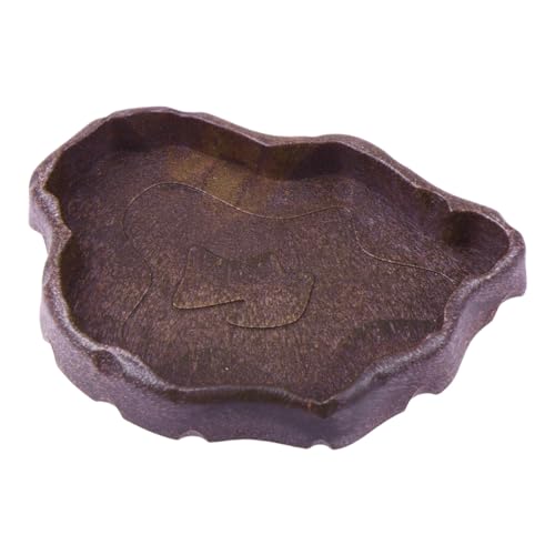 FUTUREORYY Reptilien Futter und Wasserschale aus Resin Flache Wasserschale für Kleine Echsen und Schildkröten Praktische Tränke für Terrarien Langlebiger Pet Feeding Basin in Kaffee S von FUTUREORYY