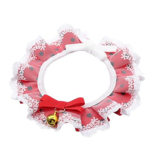 FUTUREORYY Rotes Katzenhalsband mit Spitzen Schleife und Glöckchen Verstellbares Atmungsaktives Accessoire für Katzen Eleganter Langlebiger Schmuck für Aufnahmen und Besondere Anlässe von FUTUREORYY