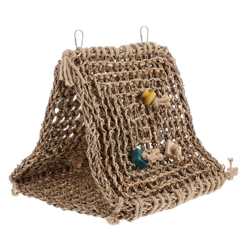 FUTUREORYY Rustikales Rattan Vogelhängematte Schlafnest für Papageien und Kleine Vögel Dekoratives Schnelltrocknendes Schlaf und Spielbett für Wellensittiche Graupapageien und Sittiche von FUTUREORYY