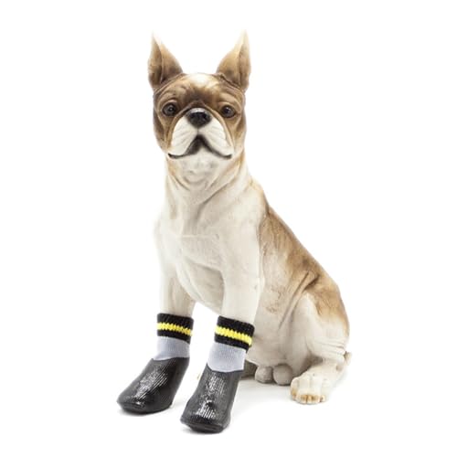 FUTUREORYY Rutsch Winter Hundeschuhe Teilig wasserdichte Regen Pfotenschutz Kleine Hunde Schwarz Gummi Socken Fußwärmer von FUTUREORYY
