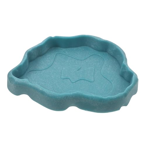 FUTUREORYY Schildkröten-Trinkschale Schildkrötenwasserschale Reptiliendekorationen für Terrarien Wassernapf für Reptilienbecken Turtle Panzerzubehör Harz Sky-Blue von FUTUREORYY
