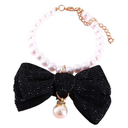 FUTUREORYY Schleifenhalsband Katzenperlenhalsband Für Katzen Zartes Katzenhalsband Perlenkette Anhänger Niedliches Katzenhalsband Zubehör Kette Zartes Kätzchenhalsband Zierliche von FUTUREORYY