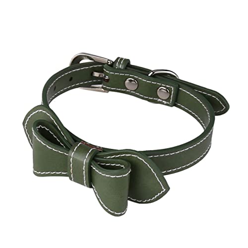 FUTUREORYY Pu Hundehalsband Mit Schleife Und Für Und Hunde Langlebiges Pu-Material Grünes Design Für Stilvolles Accessoire von FUTUREORYY
