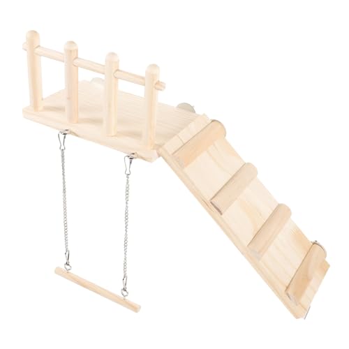 FUTUREORYY Holz Vogelspielplatz Mit Kletterleiter Papageien Schaukel Und Sitz Für Kleine Bis Mittelgroße Vögel Sicheres Frisches Material Und Praktisches Vogelspielzeug Für Käfigzubehör von FUTUREORYY