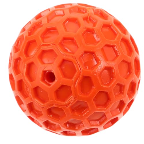 FUTUREORYY Squeaky Hundespielzeug Ball aus Strapazierfähigem Gummi Weicher Kauspielzeugball für Kleine Hunde Bienenwabenförmiges Design für Interaktives Mental Stimulierend Orange von FUTUREORYY