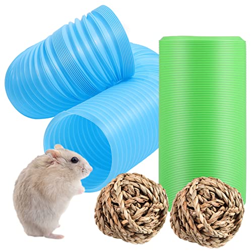 FUTUREORYY Teleskoprohr Hamsterspielzeug Haustier Handgewebte Grasbälle Tunnel Groß Hamster -versteck Für Hamsterbälle Käfigzubehör Rennmäuse Rohr: Kunststoff von FUTUREORYY