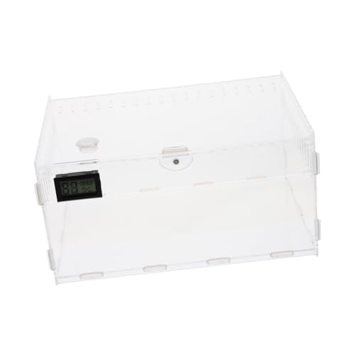 FUTUREORYY Transparente Reptilienzuchtbox aus Acryl mit Belüftungslöchern und Temperaturmessung Robuste Geruchsfreie Aufzucht Transportbox für Schlangen Geckos Spinnen und Kleine Haustiere FUTUREORYY Transparente Reptilienzuchtbox aus Acryl mit Belüftungslöchern und Temperaturmessung Robuste Geruchsfreie Aufzucht Transportbox für Schlangen Geckos Spinnen und Kleine Haustiere von FUTUREORYY