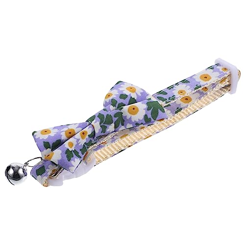 FUTUREORYY Verstellbares Katzenhalsband mit Glocke Niedliches Katzenhalsband mit Fliege und Hautfreundliches Material für Kätzchen und Haustiere mit Blumenmuster von FUTUREORYY