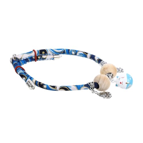 FUTUREORYY Verstellbares Katzenhalsband mit Sicherheitsverschluss und Glöckchen Handgefertigt mit Holzperle Komfortables Langlebiges Haustierband für Kätzchen und Kleine Katzen Jungen von FUTUREORYY