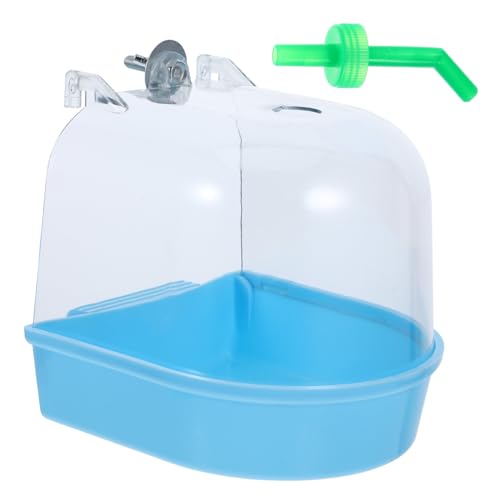 FUTUREORYY Vogelbadewanne für Käfig Blau mit Aufhängung Sichere Glatte Kanten Langlebiges Kunststoffbad für Wellensittich Nymphensittich Papagei Installieren Wiederverwendbar Vogelkäfig von FUTUREORYY