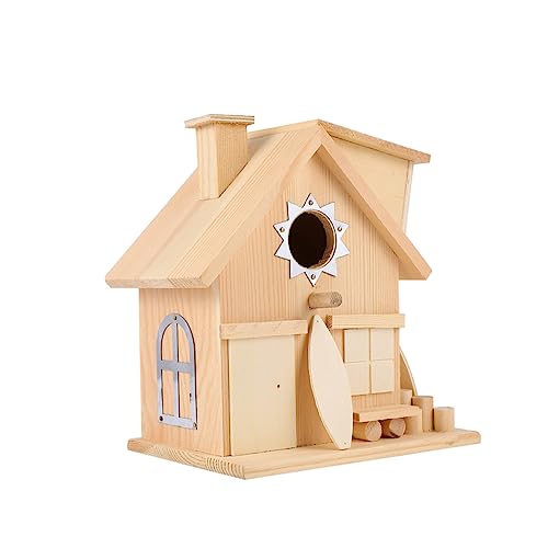 FUTUREORYY Vogelhaus Zum Aufhängen Aus Holz Metallpatch-Design Für Außenbereich Stabil Und Robust Für Garten Bietet Dem Vogel Einen Lebensraum von FUTUREORYY