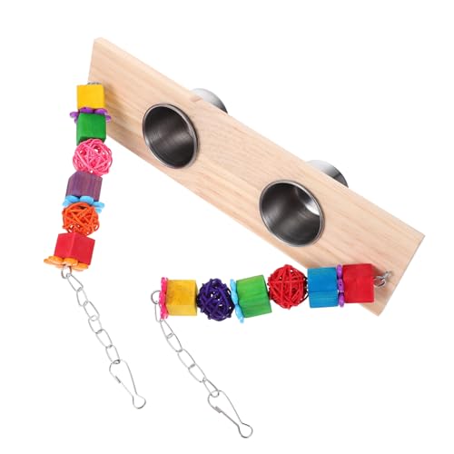 FUTUREORYY Vogelspielzeug Papagei Schaukel mit Futterbecher Holz und Edelstahl Vogelkäfig Zubehör Parrot Perch Hängende Schaukel Futter Wasserspender für Sittiche Wellensittiche FUTUREORYY Vogelspielzeug Papagei Schaukel mit Futterbecher Holz und Edelstahl Vogelkäfig Zubehör Parrot Perch Hängende Schaukel Futter Wasserspender für Sittiche Wellensittiche von FUTUREORYY