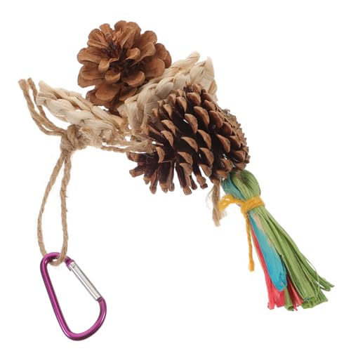 FUTUREORYY Vogelspielzeug aus Bissfestem Holz und Natürlichem Kiefernzapfen mit Quaste Langlebiges Kauspielzeug für Papageien Wellensittiche und Andere Vögel mit Aufhängung für Käfig und FUTUREORYY Vogelspielzeug aus Bissfestem Holz und Natürlichem Kiefernzapfen mit Quaste Langlebiges Kauspielzeug für Papageien Wellensittiche und Andere Vögel mit Aufhängung für Käfig und von FUTUREORYY