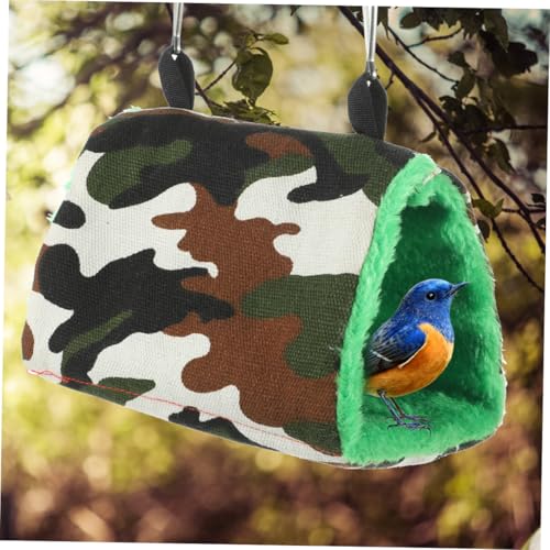 FUTUREORYY Warme Papageienhängematte aus Baumwolle Mittlere Camouflagefarbig Robustes Bequemes Schlafnest für Kleine Vögel im Käfig für Winter und Kuschelkomfort von FUTUREORYY
