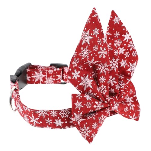 FUTUREORYY Weihnachtliches Haustierhalsband mit Abnehmbarem Schleifendekor Waschbar und Wiederverwendbar Verstellbar für Katzen und Kleine Hunde Festliches Accessoire für Alltag und Party von FUTUREORYY