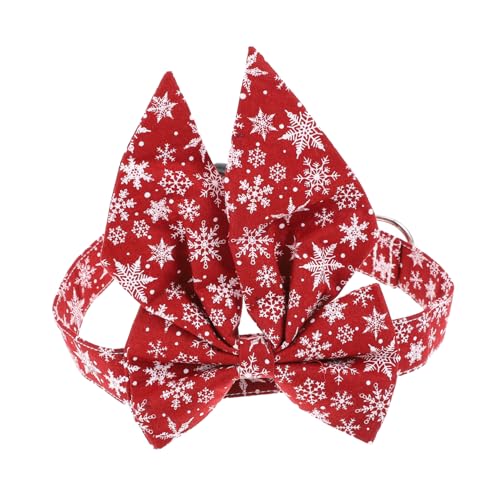 FUTUREORYY Weihnachtliches Haustierhalsband mit Verstellbarem Baumwollband und Abnehmbarer Schleife Kätzchen und Hundehalsband für Festliche Partys Dekorativer Katzenkragen Geeignet für von FUTUREORYY