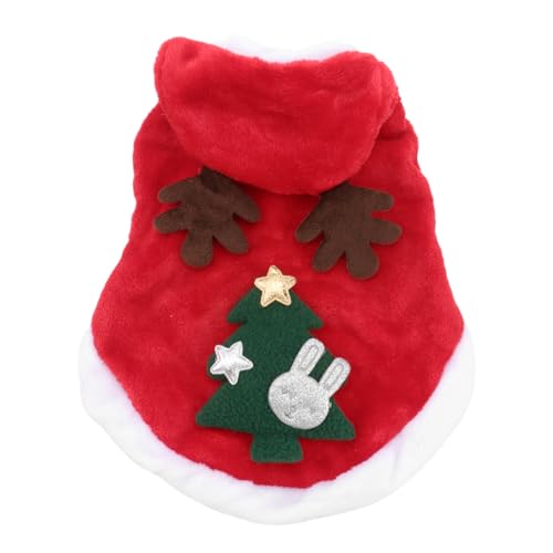 FUTUREORYY Weihnachtliches Hundekostüm mit Elchmotiv Flauschiger Fleece Hundemantel mit Kapuze Warmer Wintermantel für Kleine Hunde und Welpen Bequem mit Knöpfen für Festtage und Fotosessions von FUTUREORYY
