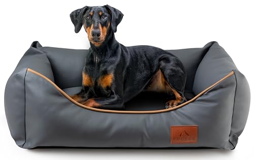 FUUFEE Sofa Chic: Luxus Tierbett | Wasserfestes Kunstleder, Abnehmbarer Bezug | Größen S, M, L | Ideal für Hunde & Katzen (Nass, L (100x80cm)) von FUUFEE