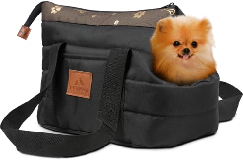FUUFEE Transportbox Hund - Hundetragetasche Soft - Tier Tragetasche 35 x 25 x 20 cm | Reisetasche Klein für Haustiere mit Reißverschluss und Karabinerhaken von FUUFEE