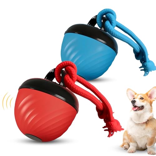 FUXNGZI Hundespielzeug, Interaktives Elektrisch Hundespielzeug Ball, Magic Ball Hund für Welpen und kleine Hunde, Bewegungsaktiviert, USB-Aufladung (Blau + Rot) von FUXNGZI