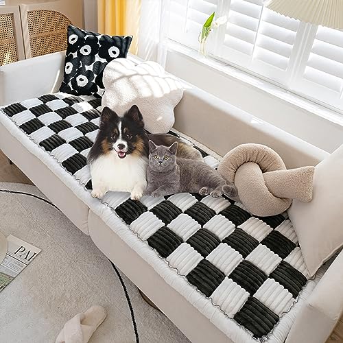 Fuzzy Haustiermatte Bett Couch Bezug Lustig Zweifarbig Plaid Quadratisch Rutschfeste Hundedecken - Maschinenwaschbarer Schutzbezug für Sofaböden und Möbel von FUYAO