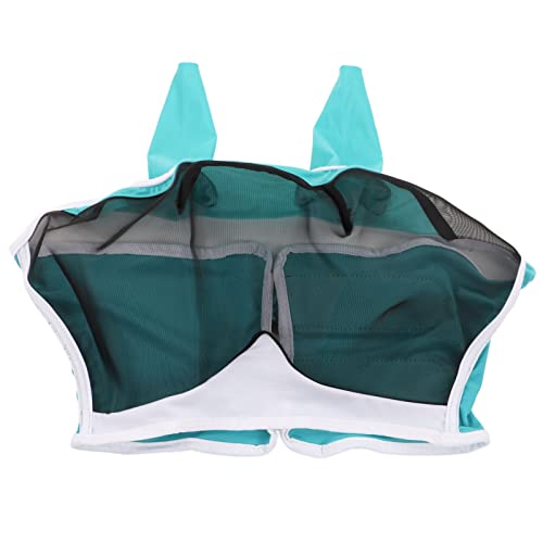 UV-schützende, Atmungsaktive Mesh-Fliegenmaske Für Pferde Mit Abnehmbarem Design Zum Schutz vor Fliegen(S1-Blau Grün) von FUZHUI