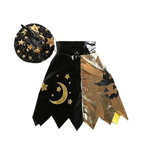 Pet Dogs Halloween Party Costume Suit Fashion Cat Witch Hat Cloak Puppy Dress Up Clothes Dogs Costume Cat Cosplay Props Pet Halloween Costume Wizard Hat Pet Costume von FUZYXIH