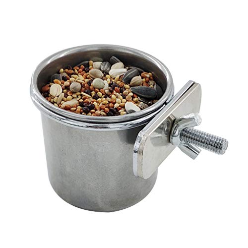 S/for M/L/XL Edelstahl Haustier Papagei Fütterung Trinkbecher Wasserkäfig Anti-Umsatz Hängende Schüssel Cup Vögel Futter Vogelfutterspender für draußen mit von FUZYXIH